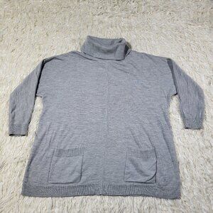 Talbots 100% Soft Merino Wool Tunic Turtleneck Cozy Oversized Gray Sweater 2X